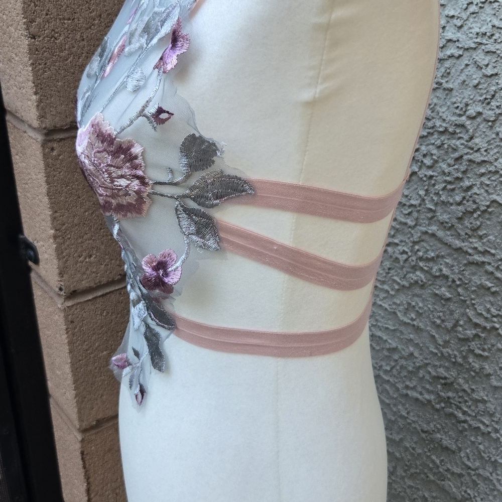 Lovechild Boudoir Handmade Rare Pink Floral Mesh Top - Picture 6 of 10